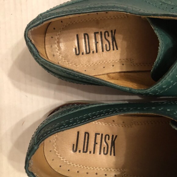 J.D.fisk men\'s dark green leather lace up Oxford shoes  size: 10